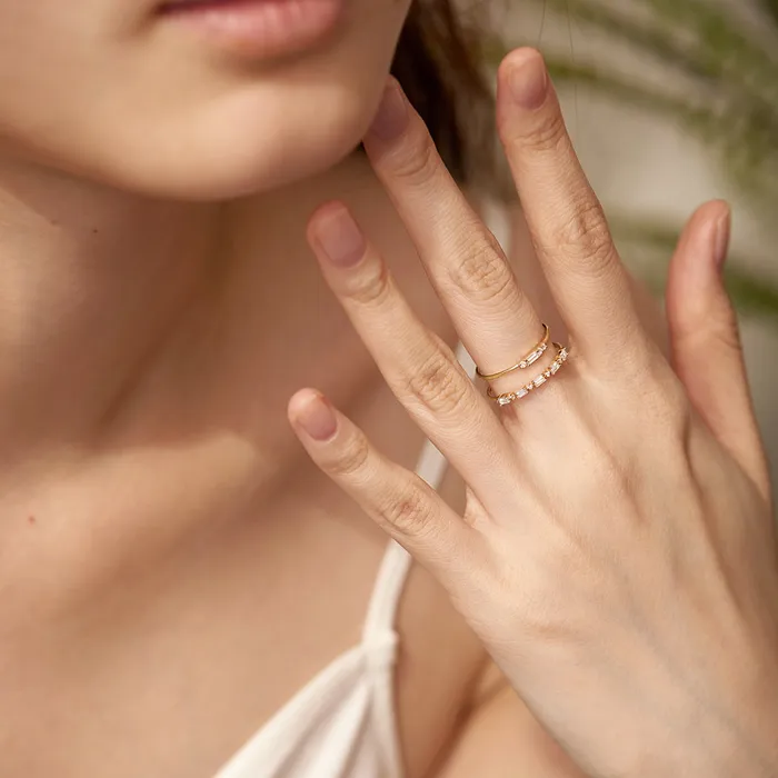 AURELIE GI Rings Selena Baguette and Round White Sapphire Ring