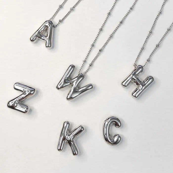 Bangmingwei Jewelry Store Store Necklaces Initial 3D Balloon Letter Pendant Necklace