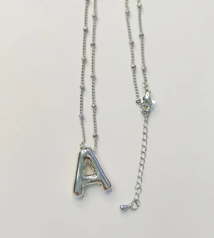 Bangmingwei Jewelry Store Store Necklaces Initial 3D Balloon Letter Pendant Necklace