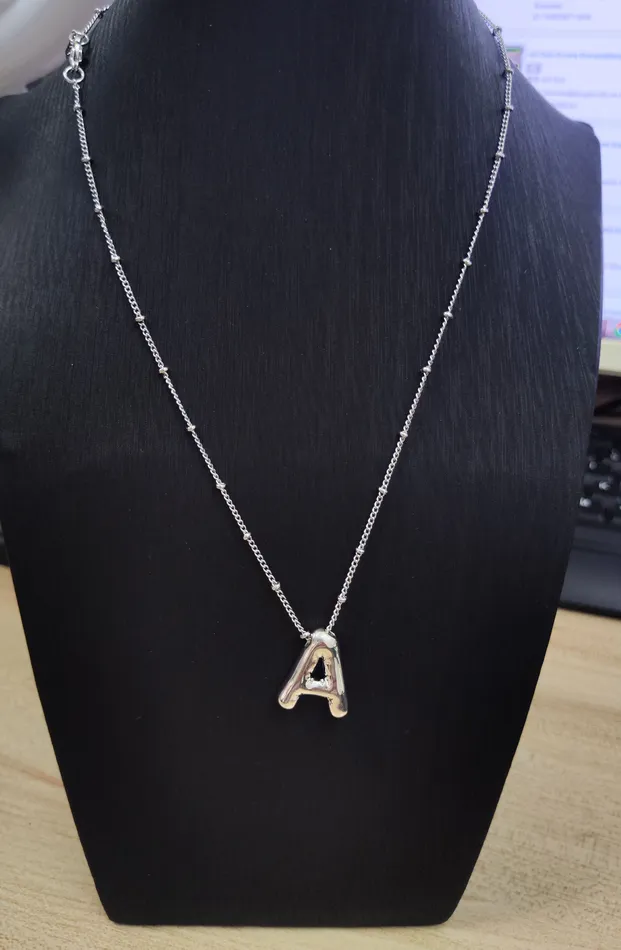 Bangmingwei Jewelry Store Store Necklaces Initial 3D Balloon Letter Pendant Necklace