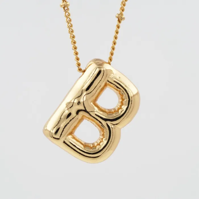 Bangmingwei Jewelry Store Store Necklaces Initial 3D Balloon Letter Pendant Necklace