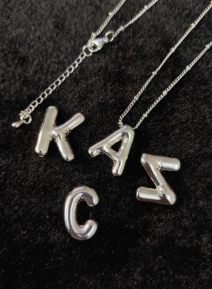Bangmingwei Jewelry Store Store Necklaces Initial 3D Balloon Letter Pendant Necklace