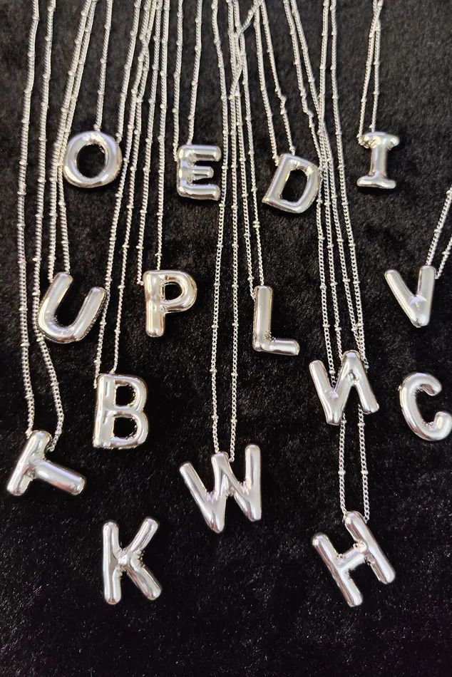 Bangmingwei Jewelry Store Store Necklaces Initial 3D Balloon Letter Pendant Necklace