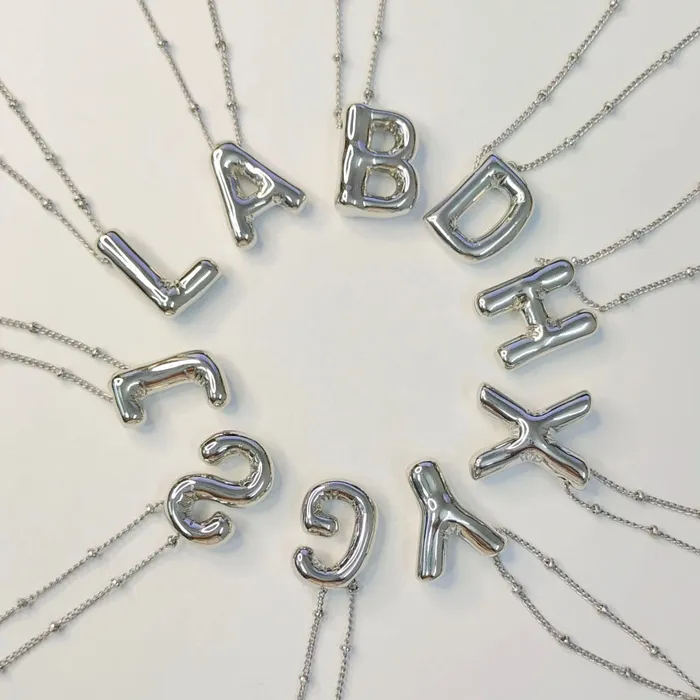 Bangmingwei Jewelry Store Store Necklaces Initial 3D Balloon Letter Pendant Necklace