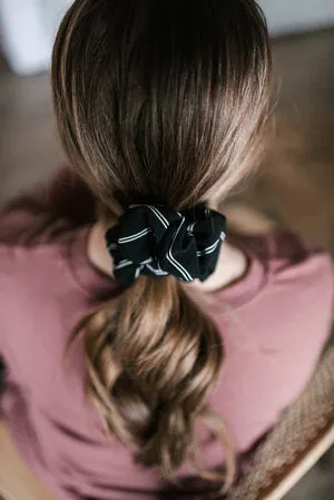 Barbays Rings Barbays Black wWhite Stripe Scrunchie
