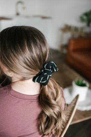 Barbays Rings Barbays Black wWhite Stripe Scrunchie