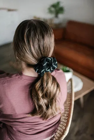 Barbays Rings Barbays Black wWhite Stripe Scrunchie