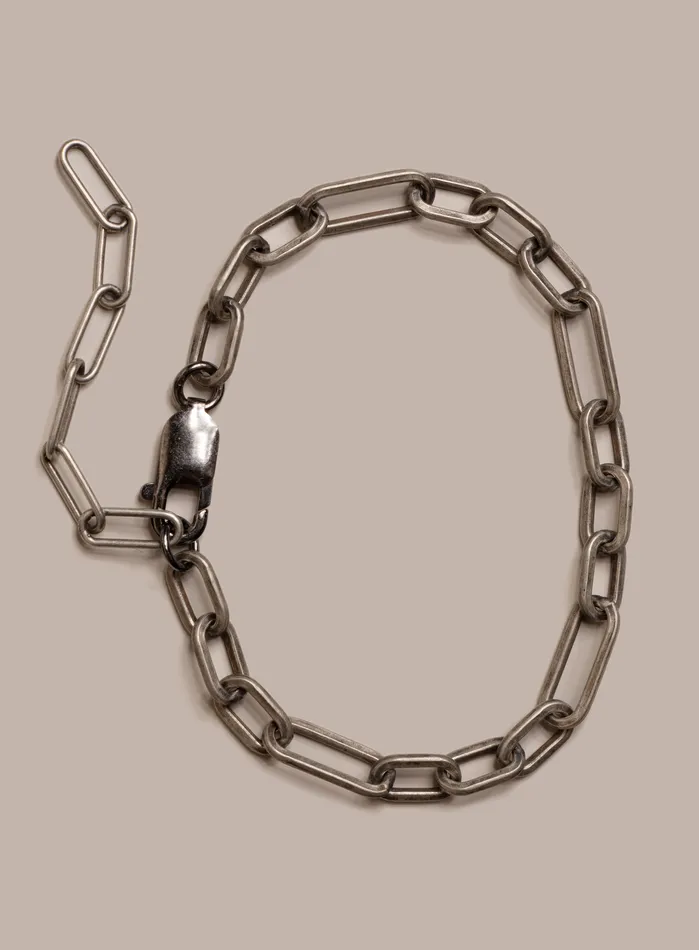 Bracelets 925 Oxidized Sterling Silver Wide Oval Cable Mens Chain Bracelet WE ARE ALL SMITH Mens Jewelry Clothing