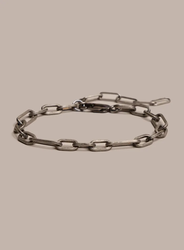 Bracelets 925 Oxidized Sterling Silver Wide Oval Cable Mens Chain Bracelet WE ARE ALL SMITH Mens Jewelry Clothing