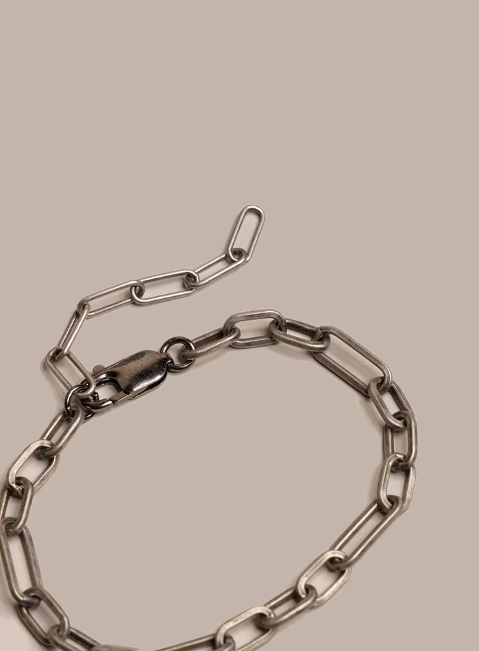 Bracelets 925 Oxidized Sterling Silver Wide Oval Cable Mens Chain Bracelet WE ARE ALL SMITH Mens Jewelry Clothing