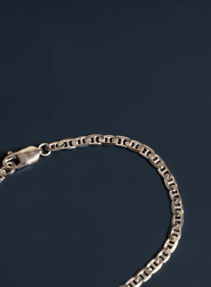 Bracelets 925 Sterling Silver Flat Anchor Chain Mens Bracelet WE ARE ALL SMITH Mens Jewelry Clothing