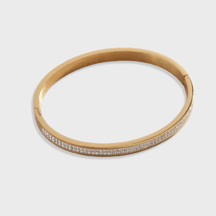 Bracelets Biella Vintage Gold Diamond Pave Bangle