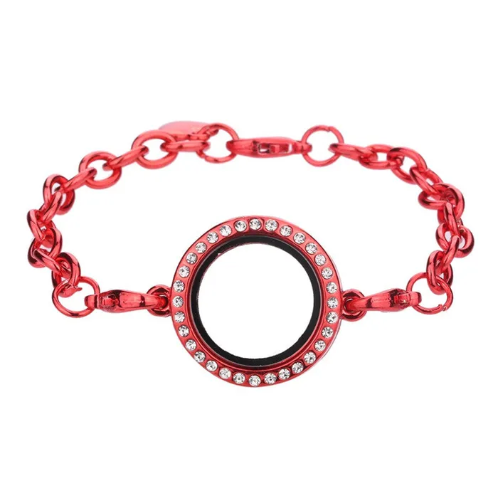 Bracelets JE0080 Glass Locket Bracelet Magnetic 25mm Metallic Orange Chain Link Bracelets JE0080 Glass Locket Bracelet Magnetic 25mm Metallic Orange Chain Link