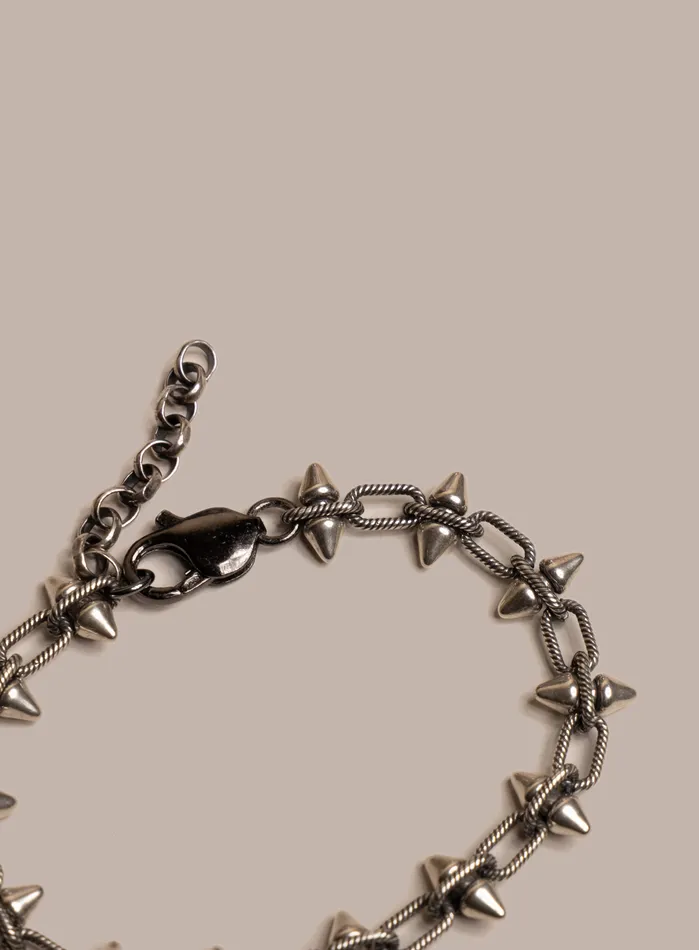 Bracelets WE ARE ALL SMITH Mens Jewelry Clothing 925 Oxidized Sterling Silver MultiSpike Chain Bracelet for Men