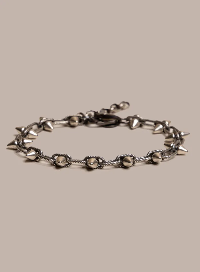 Bracelets WE ARE ALL SMITH Mens Jewelry Clothing 925 Oxidized Sterling Silver MultiSpike Chain Bracelet for Men
