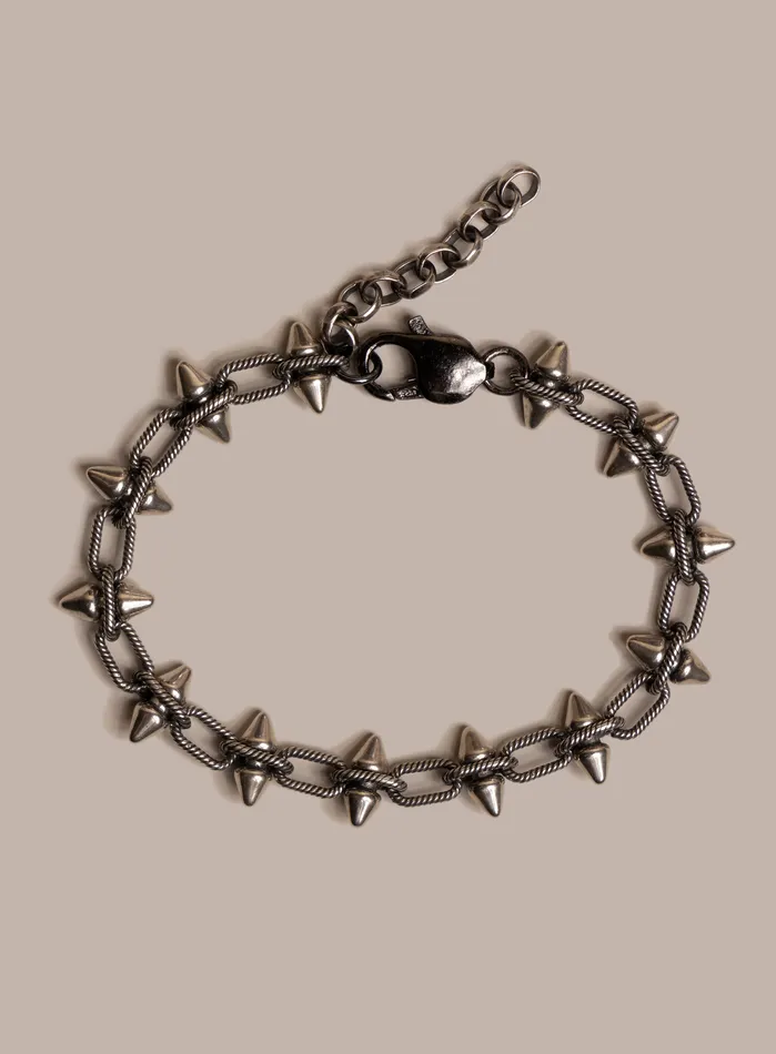 Bracelets WE ARE ALL SMITH Mens Jewelry Clothing 925 Oxidized Sterling Silver MultiSpike Chain Bracelet for Men