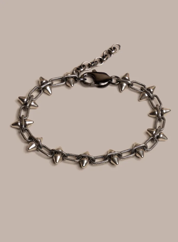 Bracelets WE ARE ALL SMITH Mens Jewelry Clothing 925 Oxidized Sterling Silver MultiSpike Chain Bracelet for Men