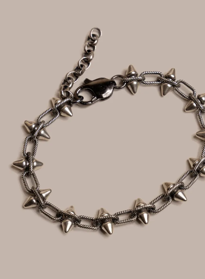 Bracelets WE ARE ALL SMITH Mens Jewelry Clothing 925 Oxidized Sterling Silver MultiSpike Chain Bracelet for Men