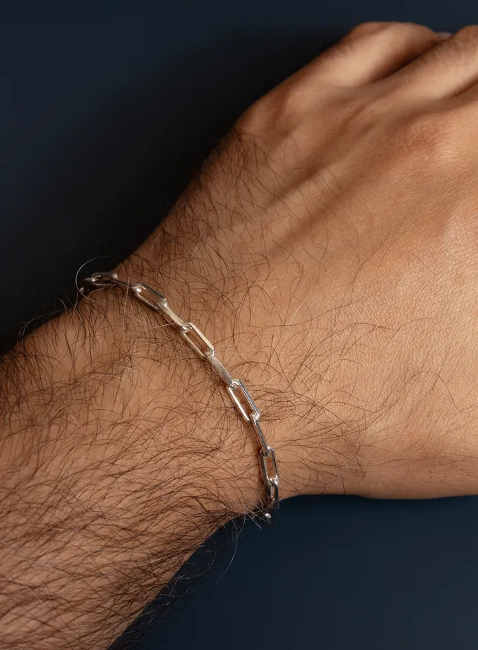 Bracelets WE ARE ALL SMITH Mens Jewelry Clothing 925 Sterling Silver Elongated Cable Chain Bracelet for Men
