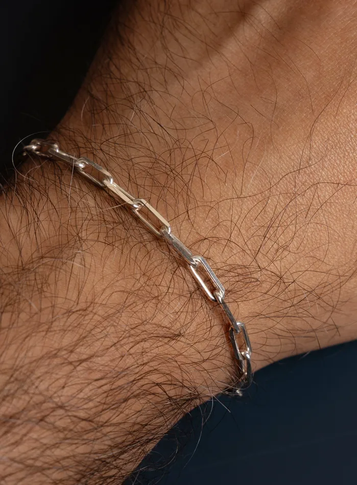 Bracelets WE ARE ALL SMITH Mens Jewelry Clothing 925 Sterling Silver Elongated Cable Chain Bracelet for Men