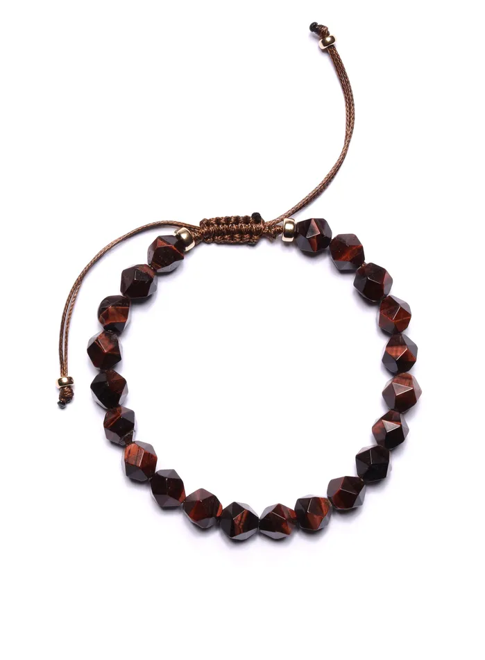 Bracelets WE ARE ALL SMITH Mens Jewelry Clothing Brown Tiger Eye and Gold Bead Bracelet for Men
