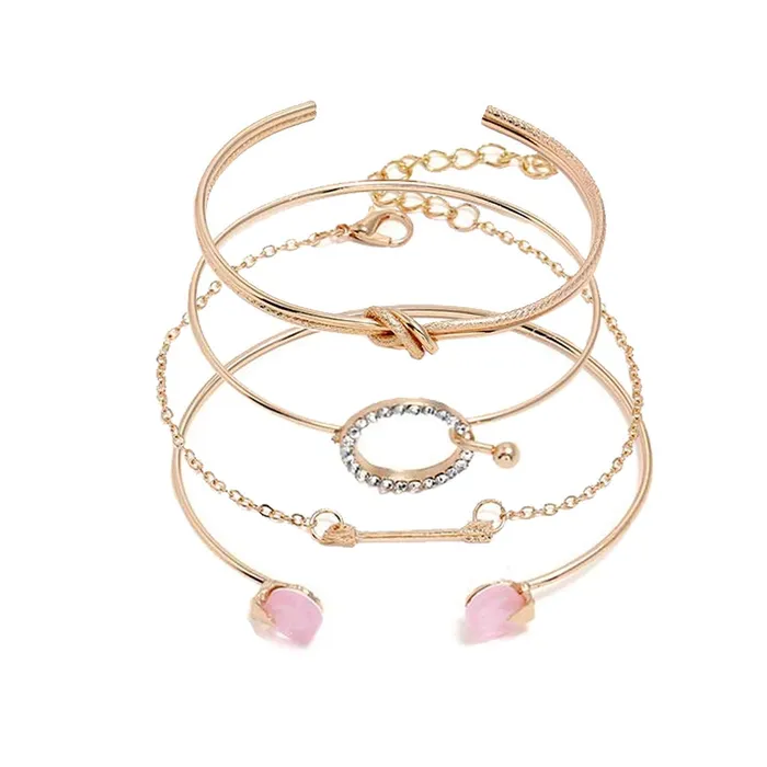 Bracelets Yellow Chimes Combo of 4 Pcs Multilayer Crystal Round Arrow Knot Gold Plated Cuff Bracelet for Women and Girls Yellow Chimes Bracelets Yellow Chimes Combo of 4 Pcs Multilayer Crystal Round Arrow Knot Gold Plated Cuff Bracelet for Women and Girls Yellow Chimes