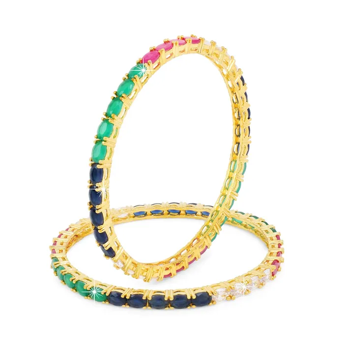 Bracelets Yellow Chimes Elegant Multicolor ADAmerican Diamond Studded 18k Gold Plated Classic 2 PCs Handcrafted Bangles Set for Women Girls 28 Yellow Chimes Bracelets Yellow Chimes Elegant Multicolor ADAmerican Diamond Studded 18k Gold Plated Classic 2 PCs Handcrafted Bangles Set for Women Girls 28 Yellow Chimes