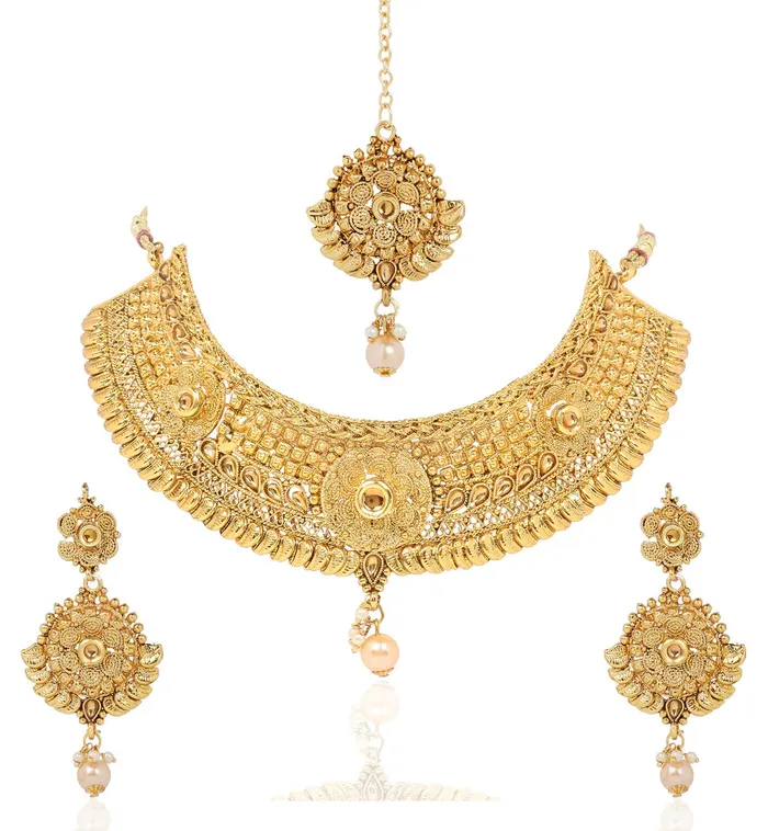 Bracelets Yellow Chimes Gold Plated Traditional Flower Designer Studded pearl Choker Necklace Earring Maang Tikka Set Necklace set Necklace Jewellery Set For Women Girls Yellow Chimes Bracelets Yellow Chimes Gold Plated Traditional Flower Designer Studded pearl Choker Necklace Earring Maang Tikka Set Necklace set Necklace Jewellery Set For Women Girls Yellow Chimes