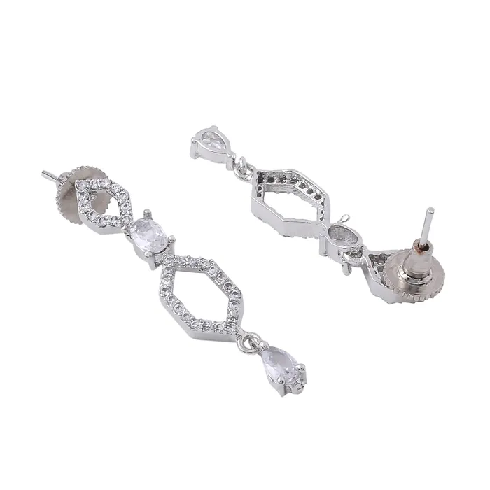 Bracelets Yellow Chimes Jewellery Set for Women and Girls American Diamond Jewellery Set Silver Tone White AD Necklace Set Birthday Gift for girls and women Anniversary Gift for Wife Yellow Chimes
