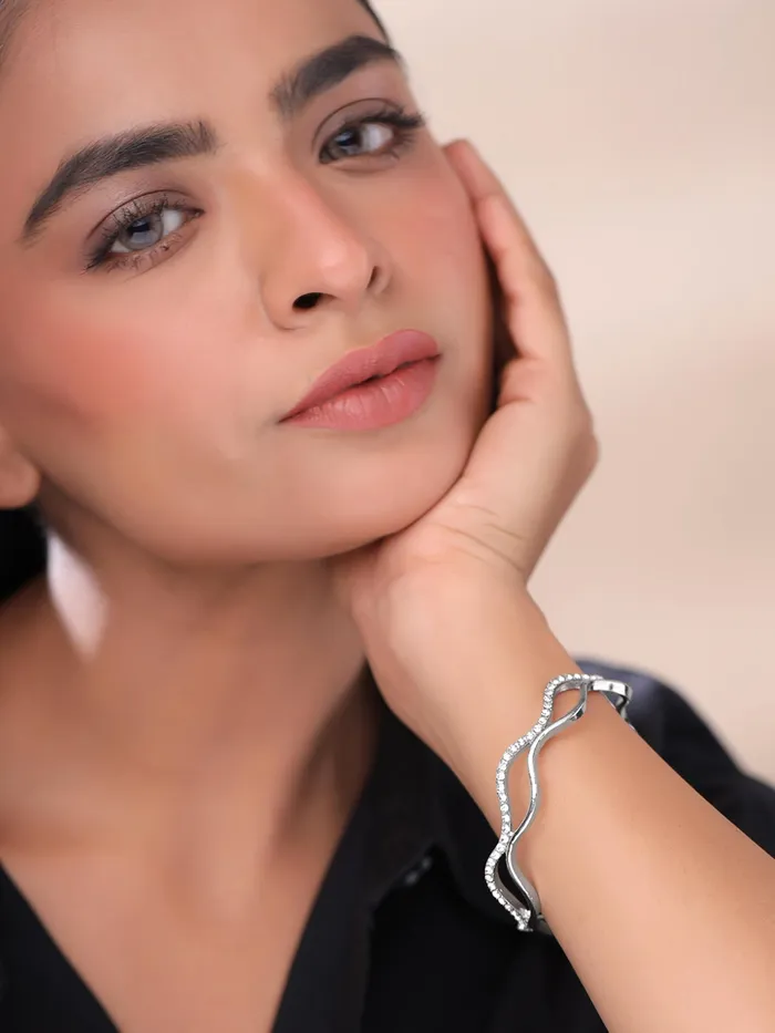 Bracelets Yellow Chimes Yellow Chimes Bangle Bracelet For Woman Fashion Silver Bracelet For Women Hand Accessories For Women Crystal Bangles Bracelets for Girls Birthday Gift for Women Anniversary Gift for Wife