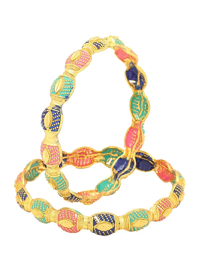 Bracelets Yellow Chimes Yellow Chimes Bangles for Women Oval Shaped Meenakari Touch Traditional Bangles for Women and Girls Bracelets Yellow Chimes Yellow Chimes Bangles for Women Oval Shaped Meenakari Touch Traditional Bangles for Women and Girls