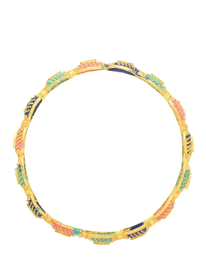 Bracelets Yellow Chimes Yellow Chimes Bangles for Women Oval Shaped Meenakari Touch Traditional Bangles for Women and Girls