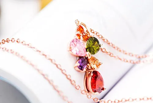 Bracelets Yellow Chimes Yellow Chimes Butterfly Flower Swiss Cubic Zircon Rose Gold Plated Pendant for Women and Girls