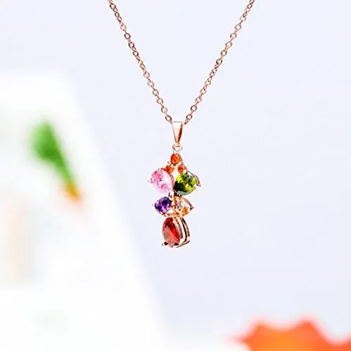Bracelets Yellow Chimes Yellow Chimes Butterfly Flower Swiss Cubic Zircon Rose Gold Plated Pendant for Women and Girls