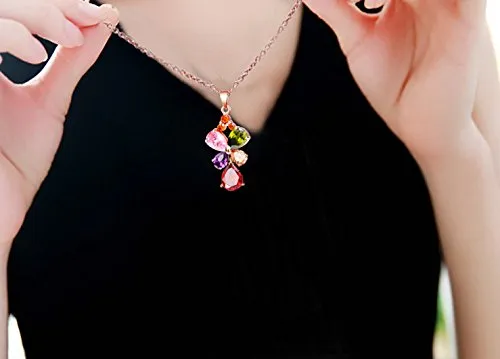 Bracelets Yellow Chimes Yellow Chimes Butterfly Flower Swiss Cubic Zircon Rose Gold Plated Pendant for Women and Girls