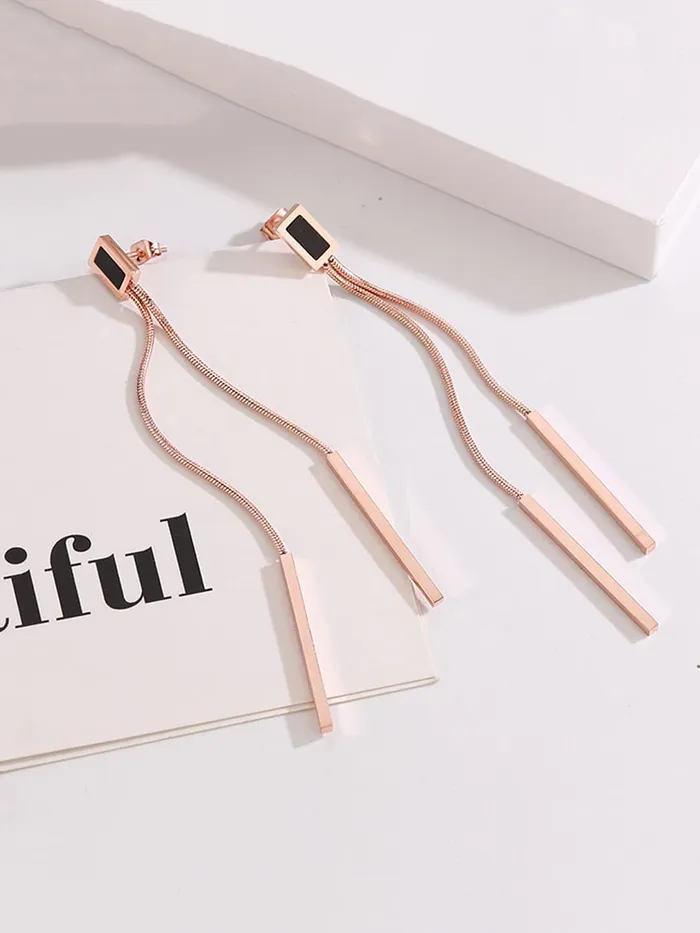 Bracelets Yellow Chimes Yellow Chimes Danglers Earrings for Women Rose Gold Earrings for Girls Fashion Women Earrings Stainless Steel Long Chain Dangler Earrings Birthday Gift For Girls Anniversary Gift for Wife