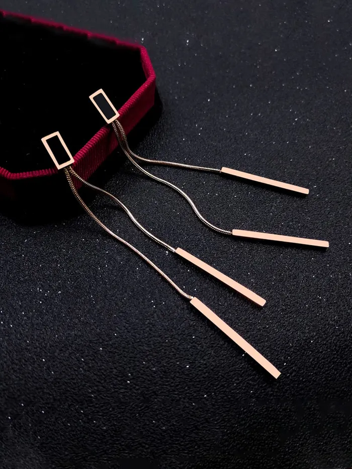 Bracelets Yellow Chimes Yellow Chimes Danglers Earrings for Women Rose Gold Earrings for Girls Fashion Women Earrings Stainless Steel Long Chain Dangler Earrings Birthday Gift For Girls Anniversary Gift for Wife