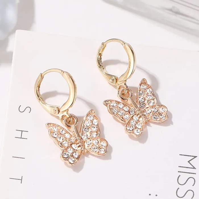 Bracelets Yellow Chimes Yellow Chimes Earrings for Women and Girls Rosegold Crystal Hoops Rose Gold Plated Butterfly Shaped Hoop Earrings Birthday Gift for girls and women Anniversary Gift for Wife