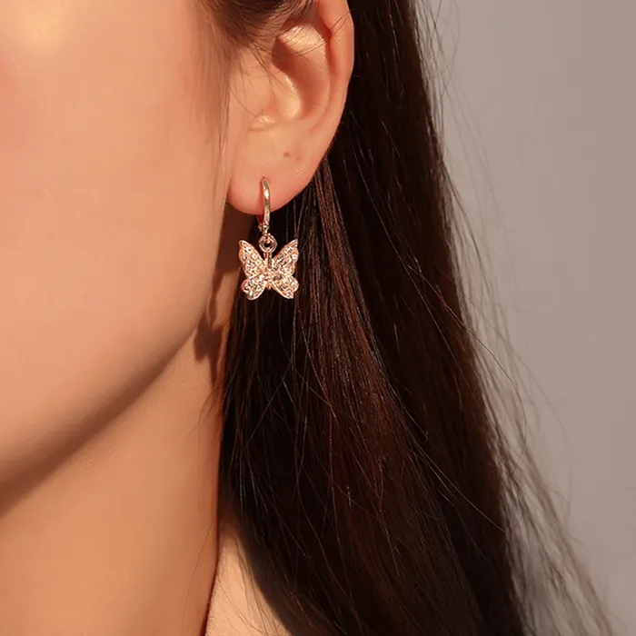 Bracelets Yellow Chimes Yellow Chimes Earrings for Women and Girls Rosegold Crystal Hoops Rose Gold Plated Butterfly Shaped Hoop Earrings Birthday Gift for girls and women Anniversary Gift for Wife