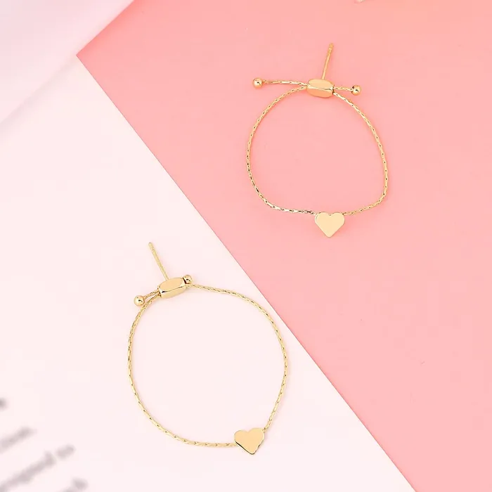 Bracelets Yellow Chimes Yellow Chimes Earrings For Women Gold Plated Open Circle Hoop With Heart Knot Chain Drop Earrings For Women and Girls