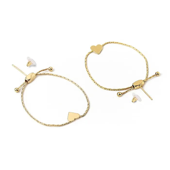 Bracelets Yellow Chimes Yellow Chimes Earrings For Women Gold Plated Open Circle Hoop With Heart Knot Chain Drop Earrings For Women and Girls
