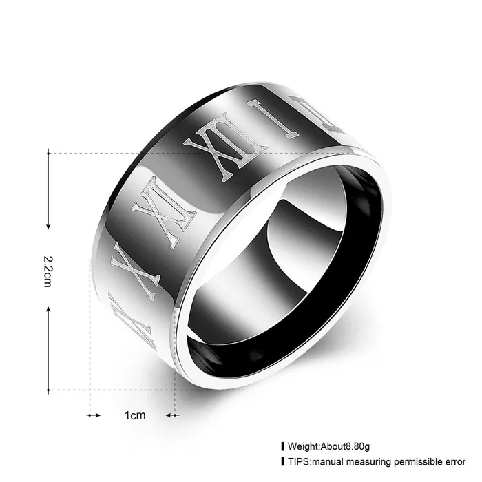 Bracelets Yellow Chimes Yellow Chimes Roman Numerals Engraved FingerThumb Stainless Steel Ring for Men and Boys
