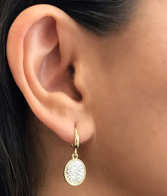 Candlewick Gift Shop Earrings Oval Cubic Zirconia Drop Design Earrings Gold