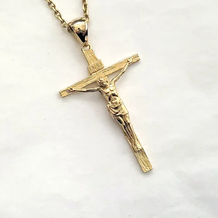 carre dor Necklaces 18k 14k gold mens crucifix cross pendant necklace 1 XL 40mm carre dor Necklaces 18k 14k gold mens crucifix cross pendant necklace 1 XL 40mm