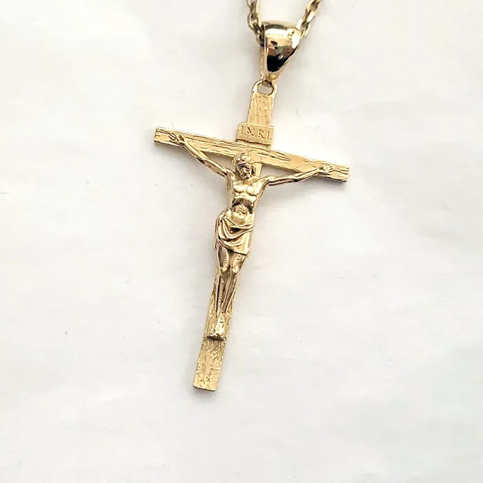 carre dor Necklaces 18k 14k gold mens crucifix cross pendant necklace 1 XL 40mm