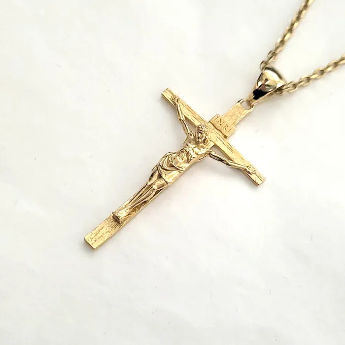 carre dor Necklaces 18k 14k gold mens crucifix cross pendant necklace 1 XL 40mm