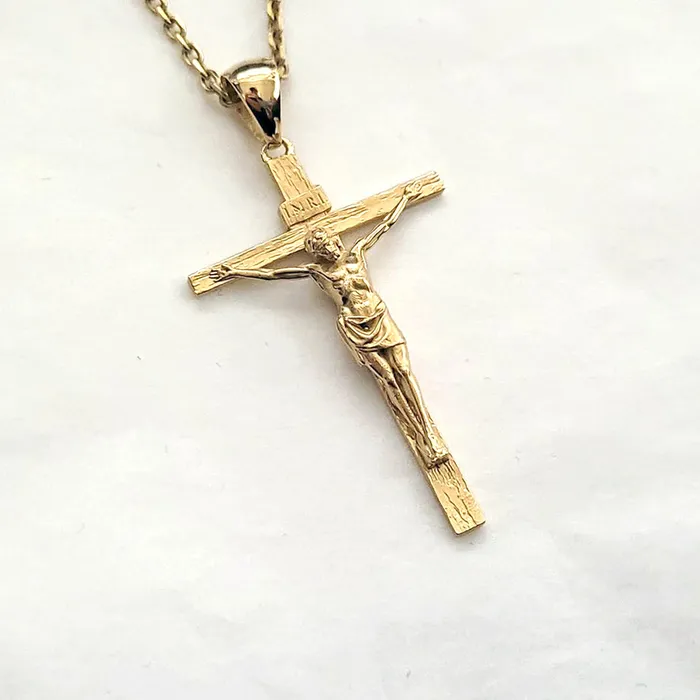 carre dor Necklaces 18k 14k gold mens crucifix cross pendant necklace 1 XL 40mm