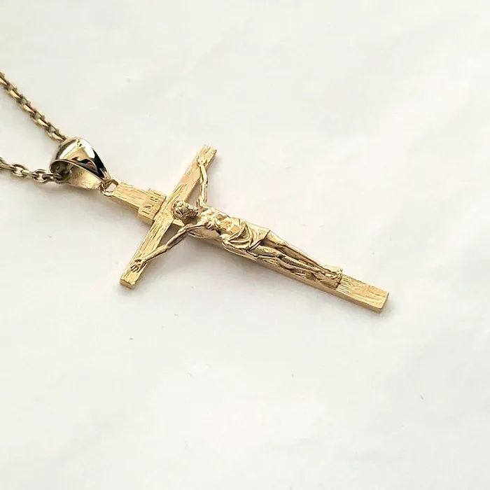carre dor Necklaces 18k 14k gold mens crucifix cross pendant necklace 1 XL 40mm