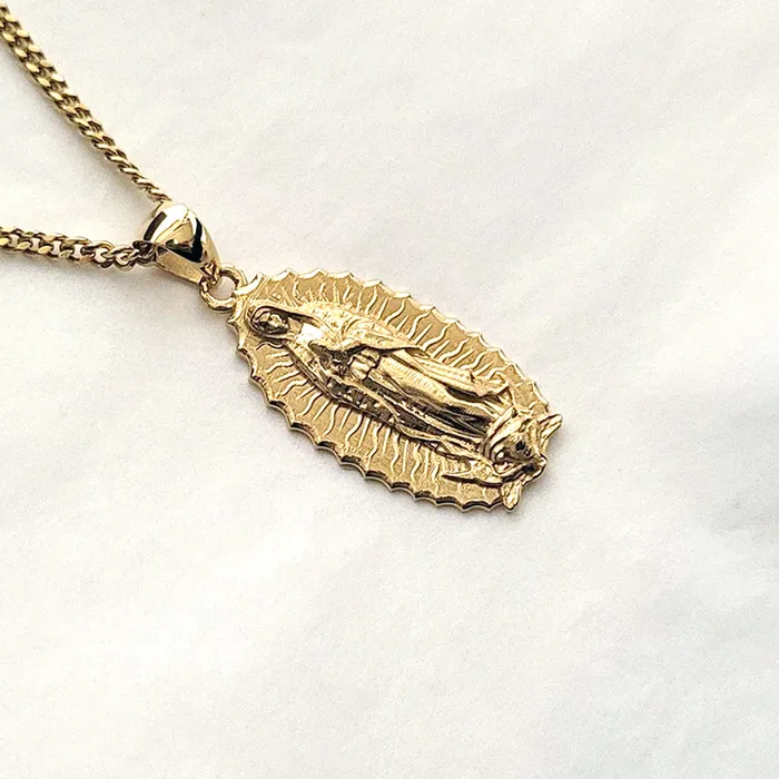 carre dor Necklaces 18k 14k gold our lady of guadalupe virgin mary pendant necklace 6