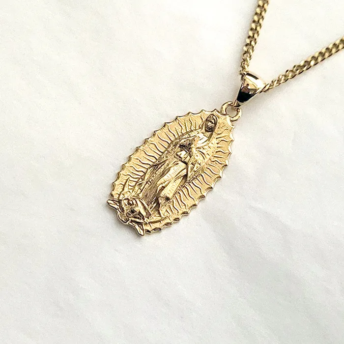 carre dor Necklaces 18k 14k gold our lady of guadalupe virgin mary pendant necklace 6